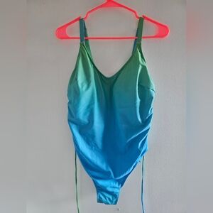 Gradient Green and Blue One Piece Swimsuit